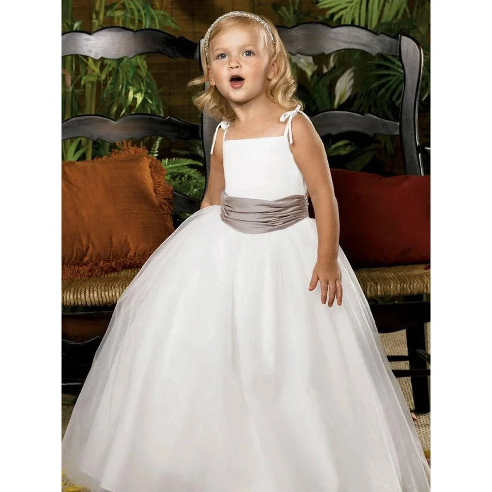Sweet Beginnings Flower Girl Dress Kids 5 White Champagne Tulle Ball Gown